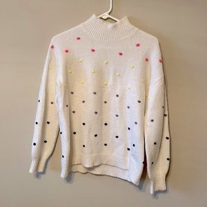 LOFT Bobble Mock Neck Sweater Whisper White Size Medium